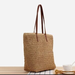 Elegant Tan Woven Tote Bag